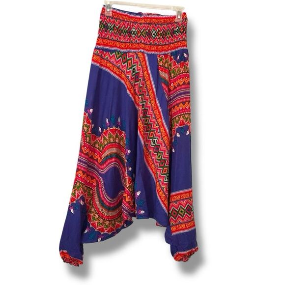 Dashiki Print 2 In 1 Jumpsuit Harem Pants Blue One Size - Picture 2 of 6